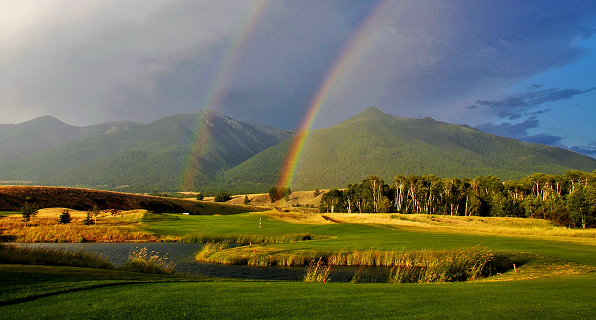 Montana golf course with mountain views