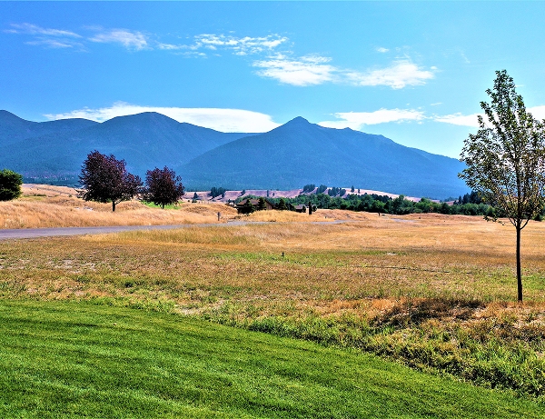 Open valley landscape with mountain peaks near Eureka Montana